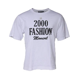 White Graphic Print Cotton Crew Neck T-shirt