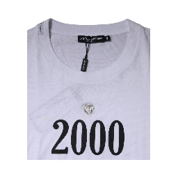 White Graphic Print Cotton Crew Neck T-shirt