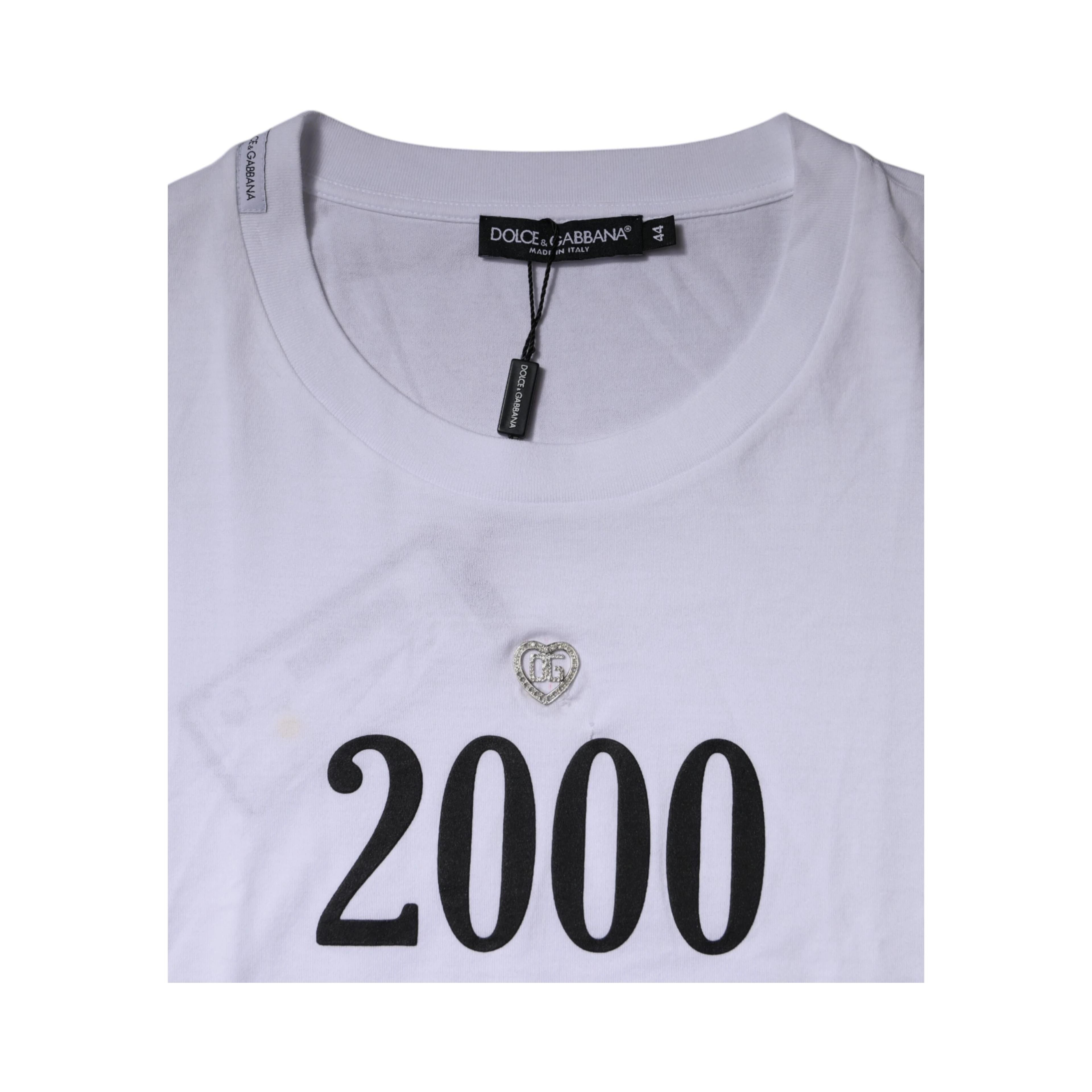 White Graphic Print Cotton Crew Neck T-shirt