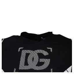 Black Graphic Print Nylon Crew Neck T-shirt