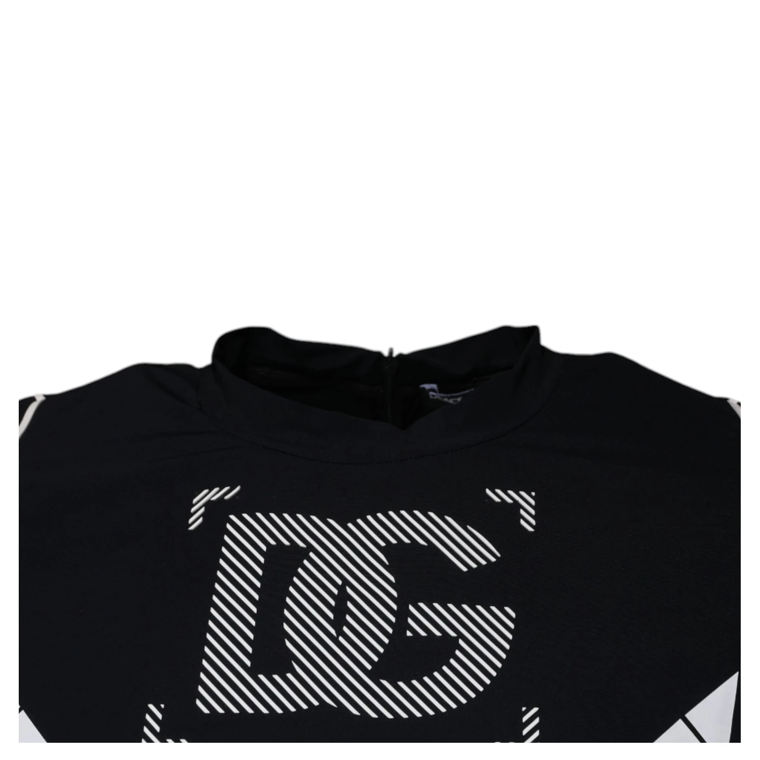 Black Graphic Print Nylon Crew Neck T-shirt