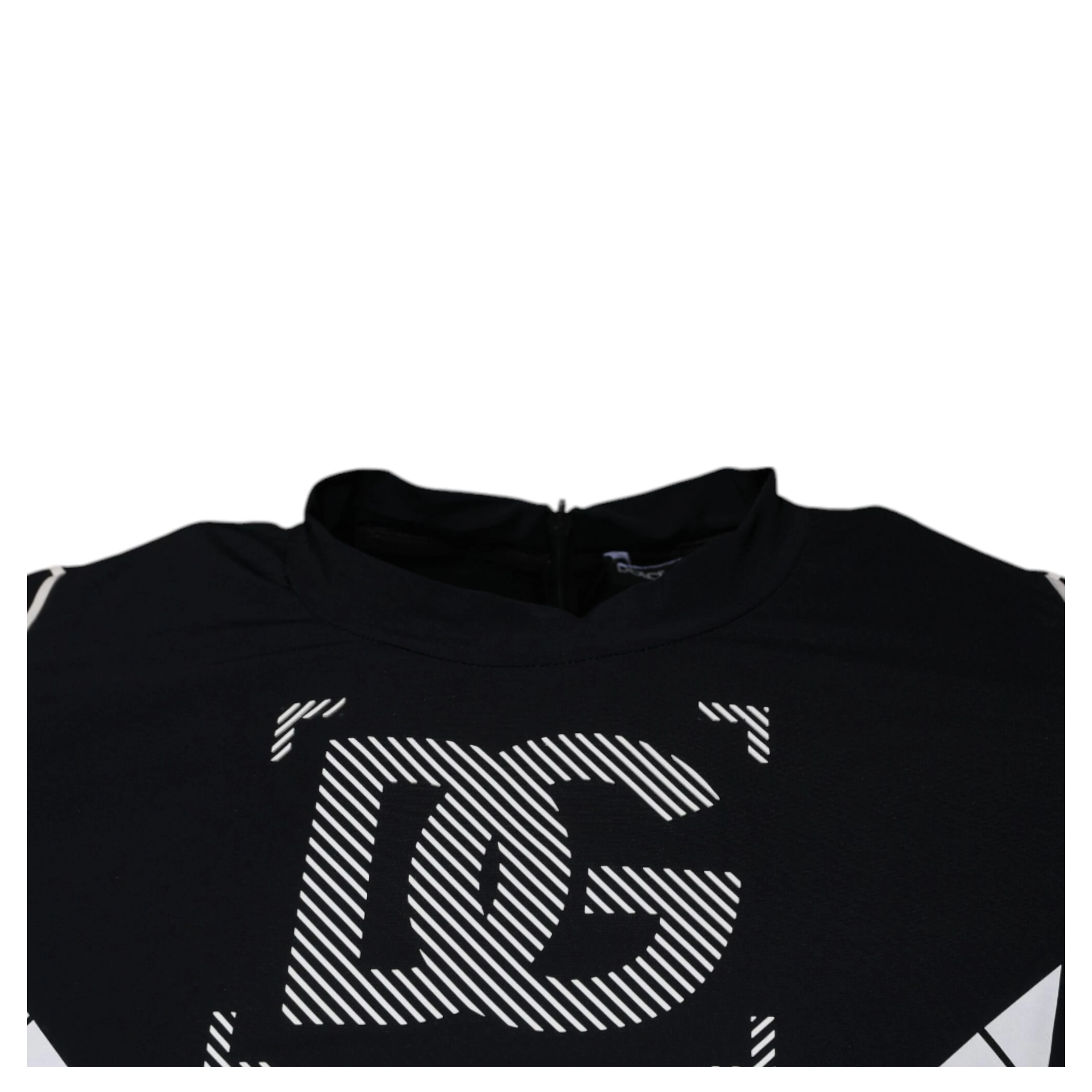 Black Graphic Print Nylon Crew Neck T-shirt