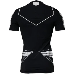 Black Graphic Print Nylon Crew Neck T-shirt