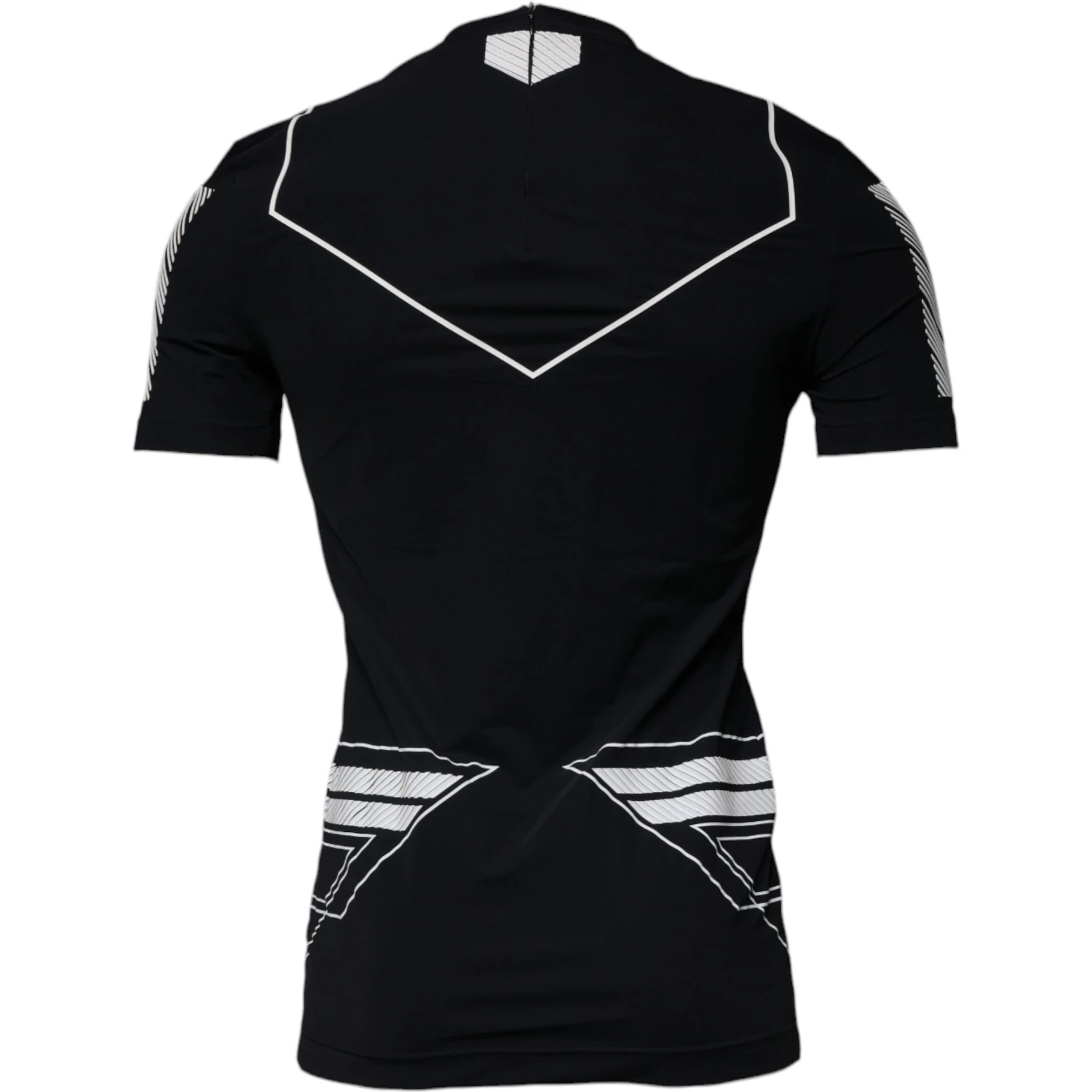 Black Graphic Print Nylon Crew Neck T-shirt