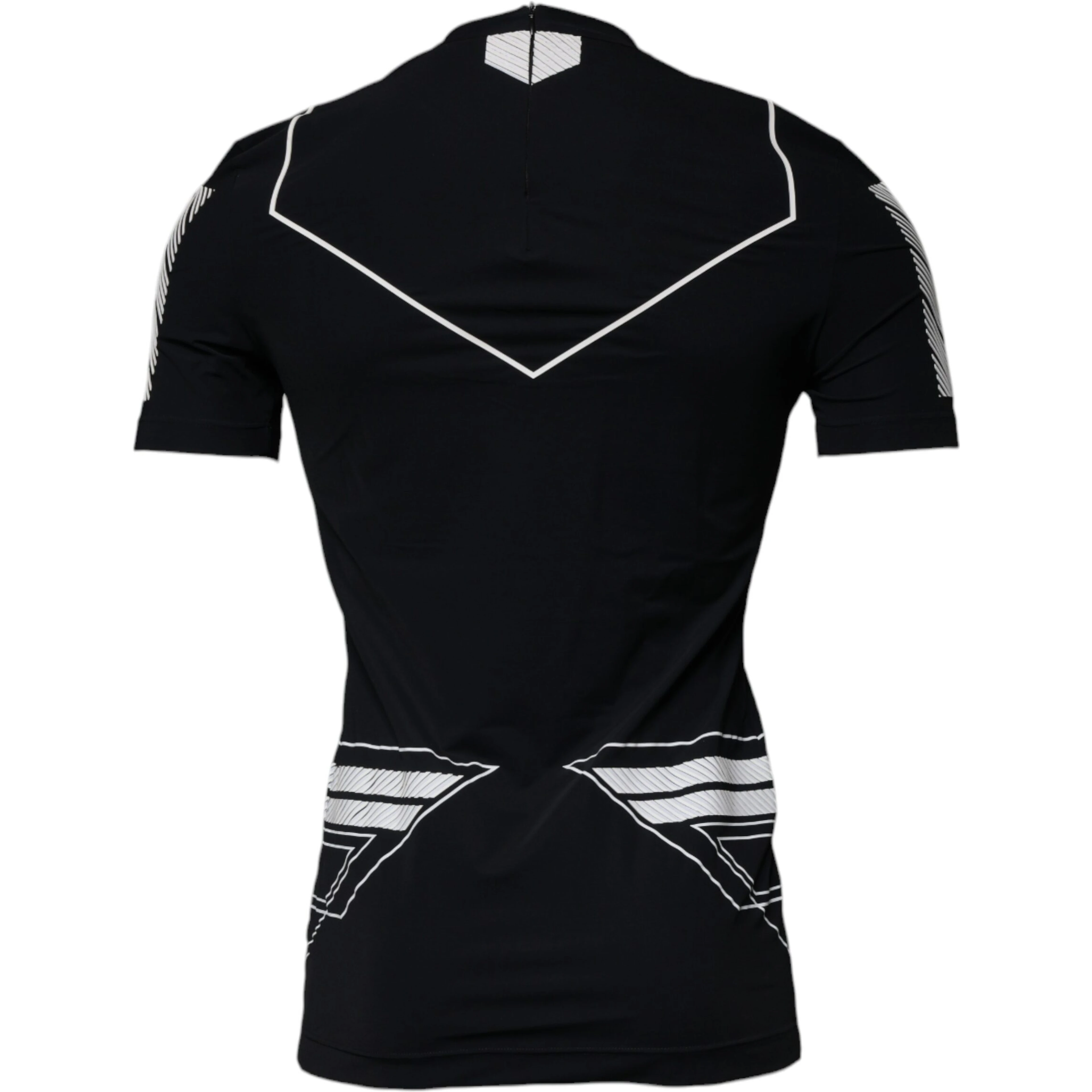 Black Graphic Print Nylon Crew Neck T-shirt