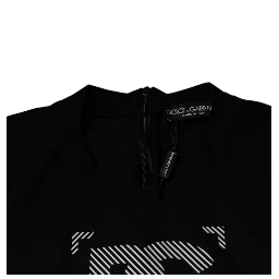 Black Graphic Print Nylon Crew Neck T-shirt