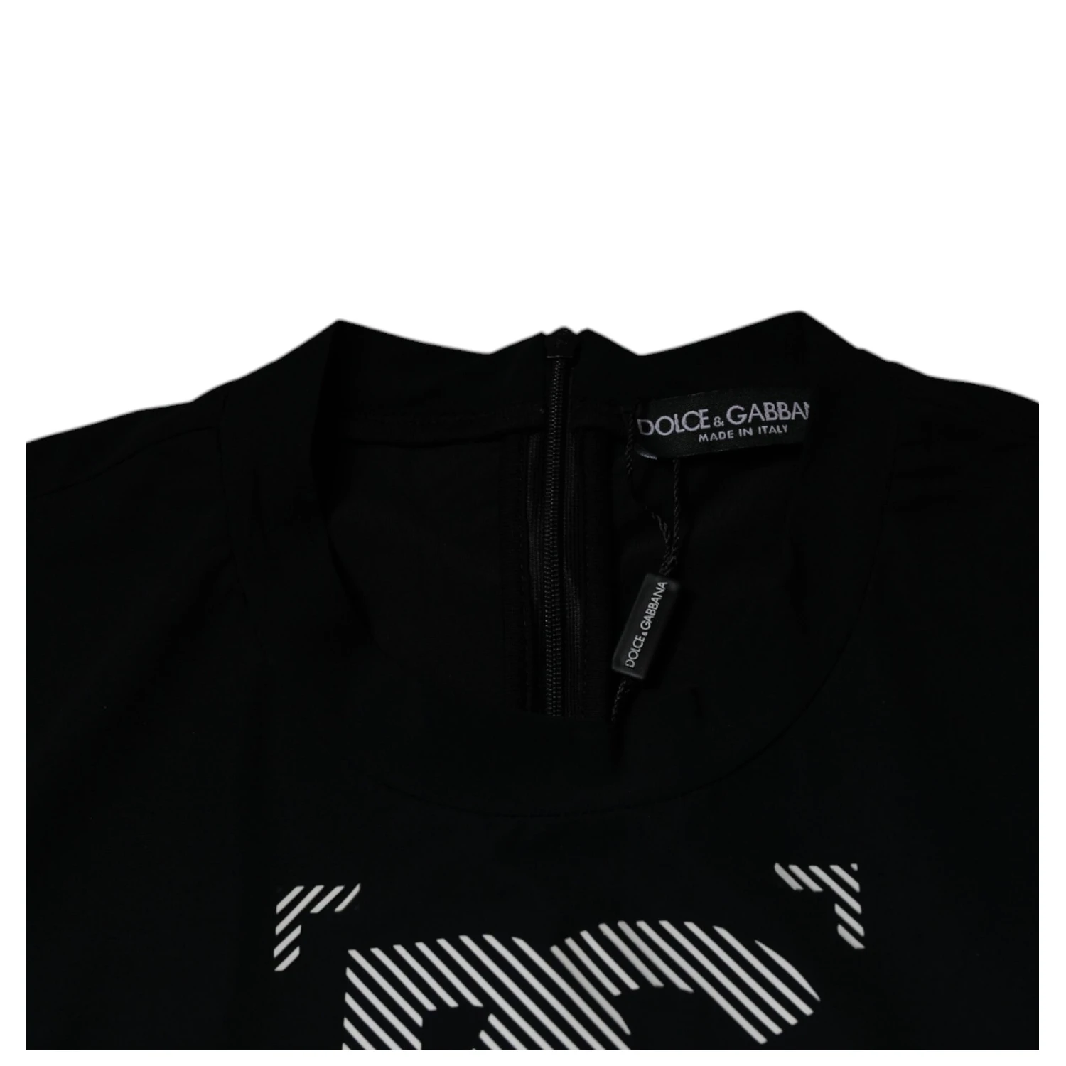 Black Graphic Print Nylon Crew Neck T-shirt