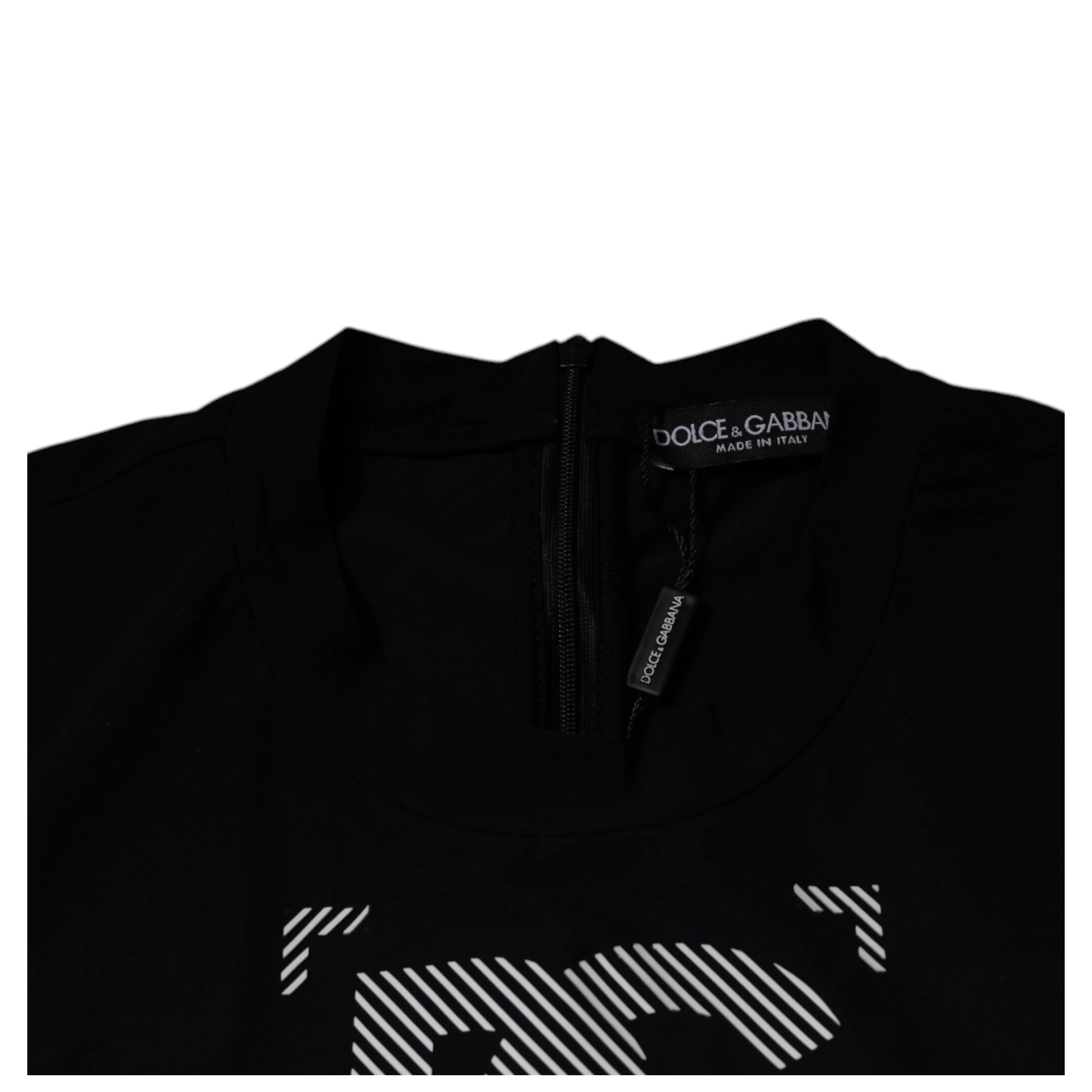 Black Graphic Print Nylon Crew Neck T-shirt