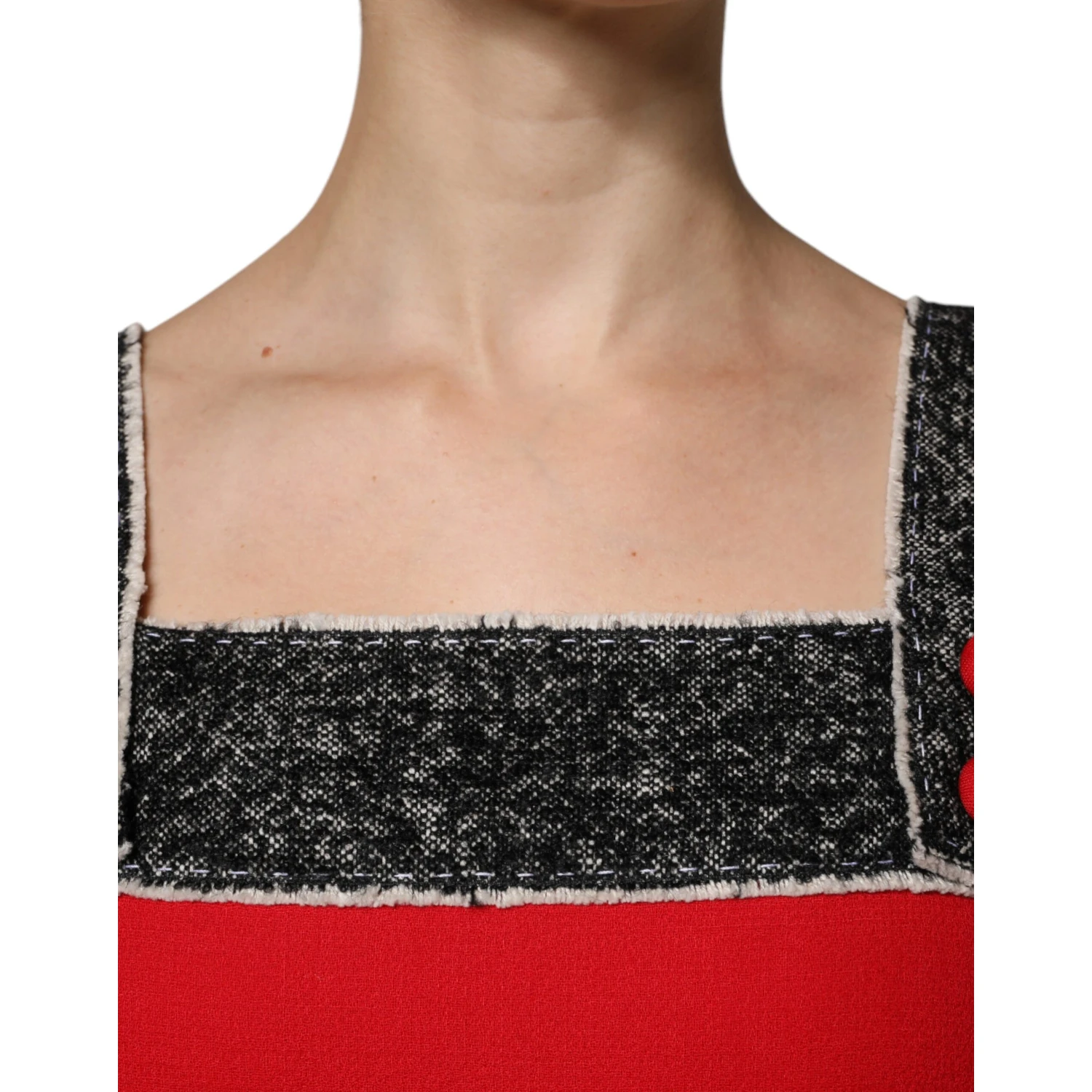 Red Wool Sleeveless A-line Flared Mini Dress