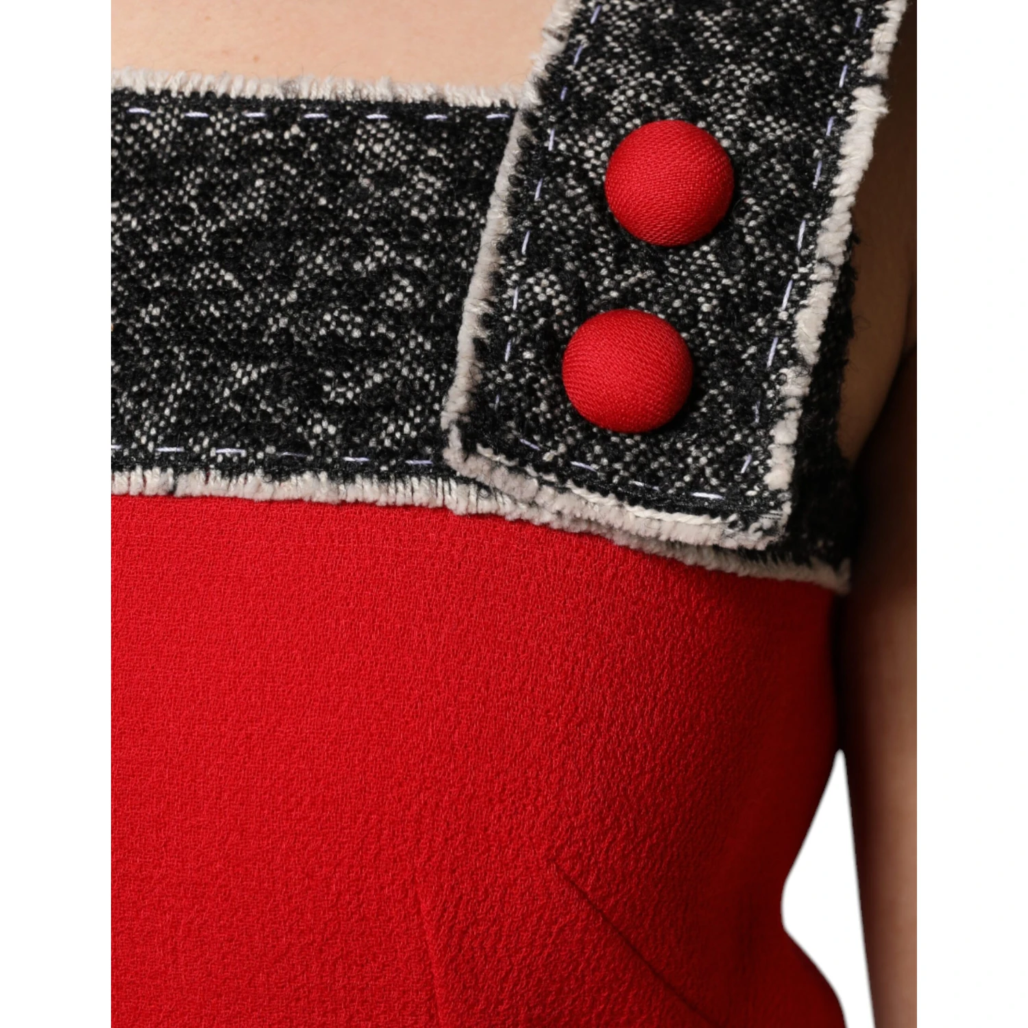 Red Wool Sleeveless A-line Flared Mini Dress