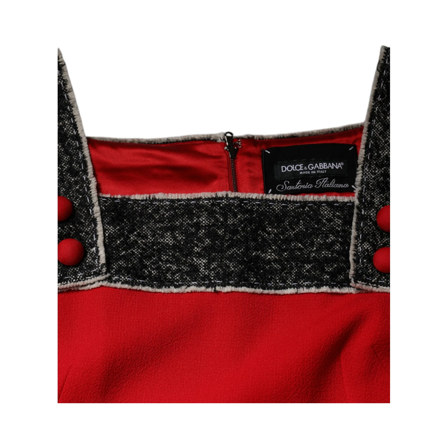 Red Wool Sleeveless A-line Flared Mini Dress