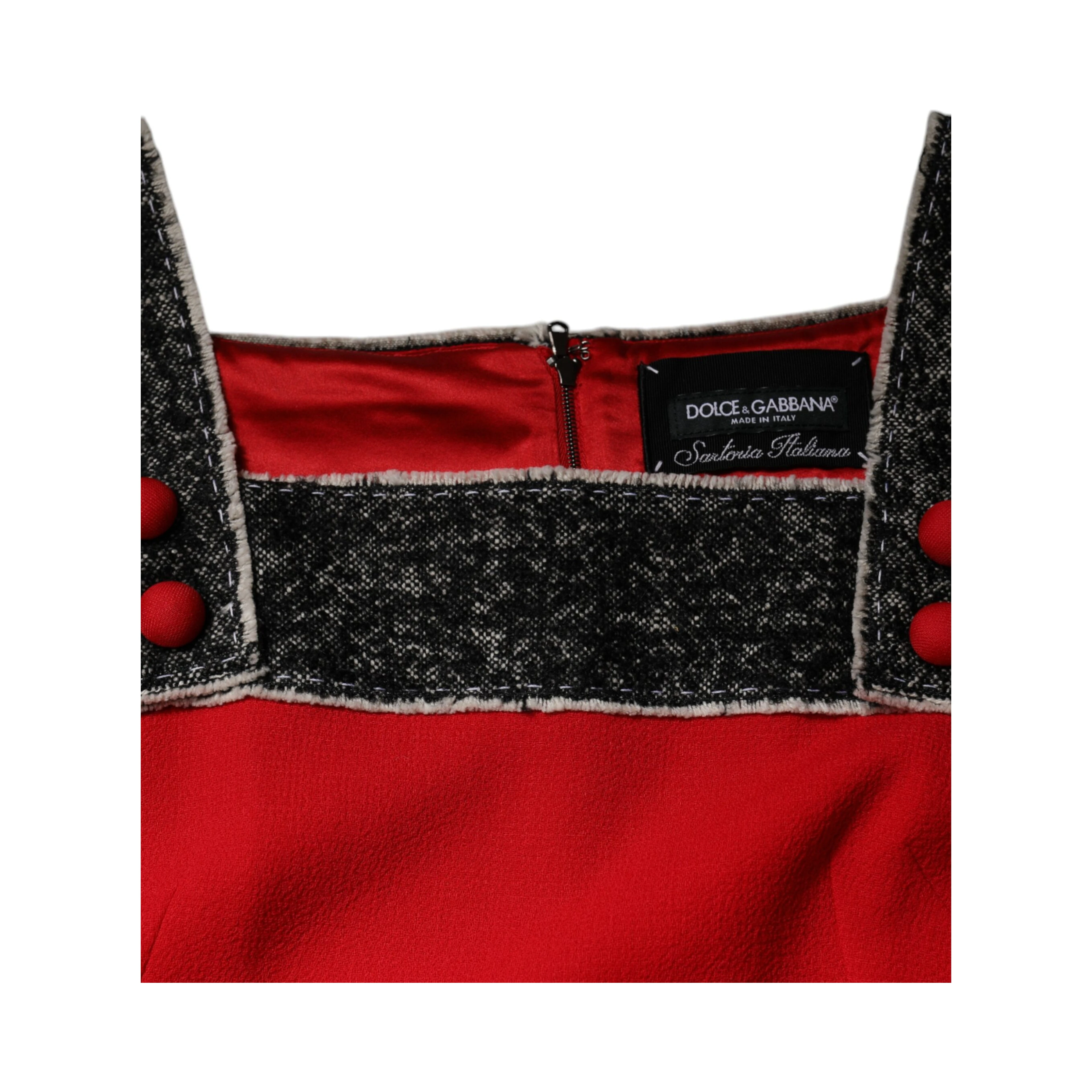 Red Wool Sleeveless A-line Flared Mini Dress