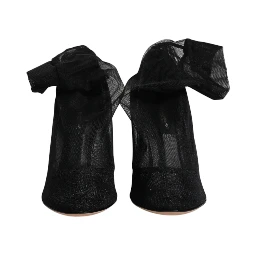 Black Nylon Mesh Sock Style Boots Shoes