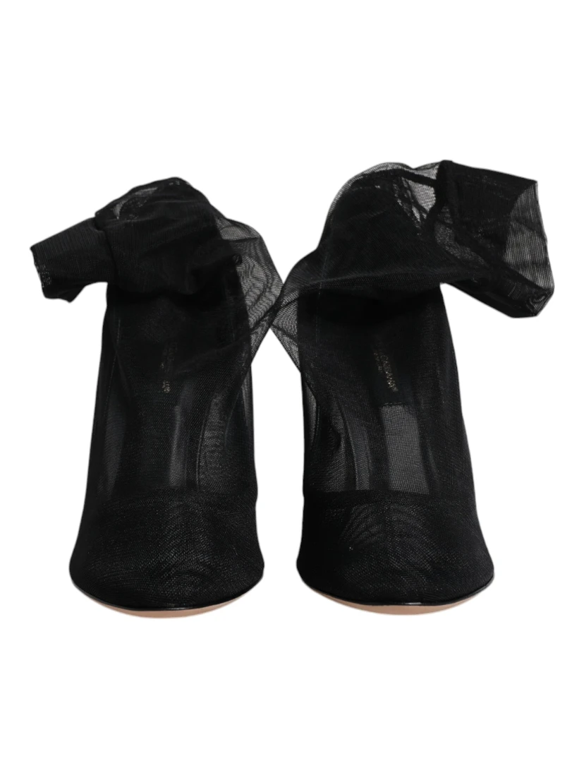 Black Nylon Mesh Sock Style Boots Shoes