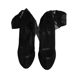 Black Nylon Mesh Sock Style Boots Shoes