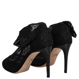 Black Nylon Mesh Sock Style Boots Shoes