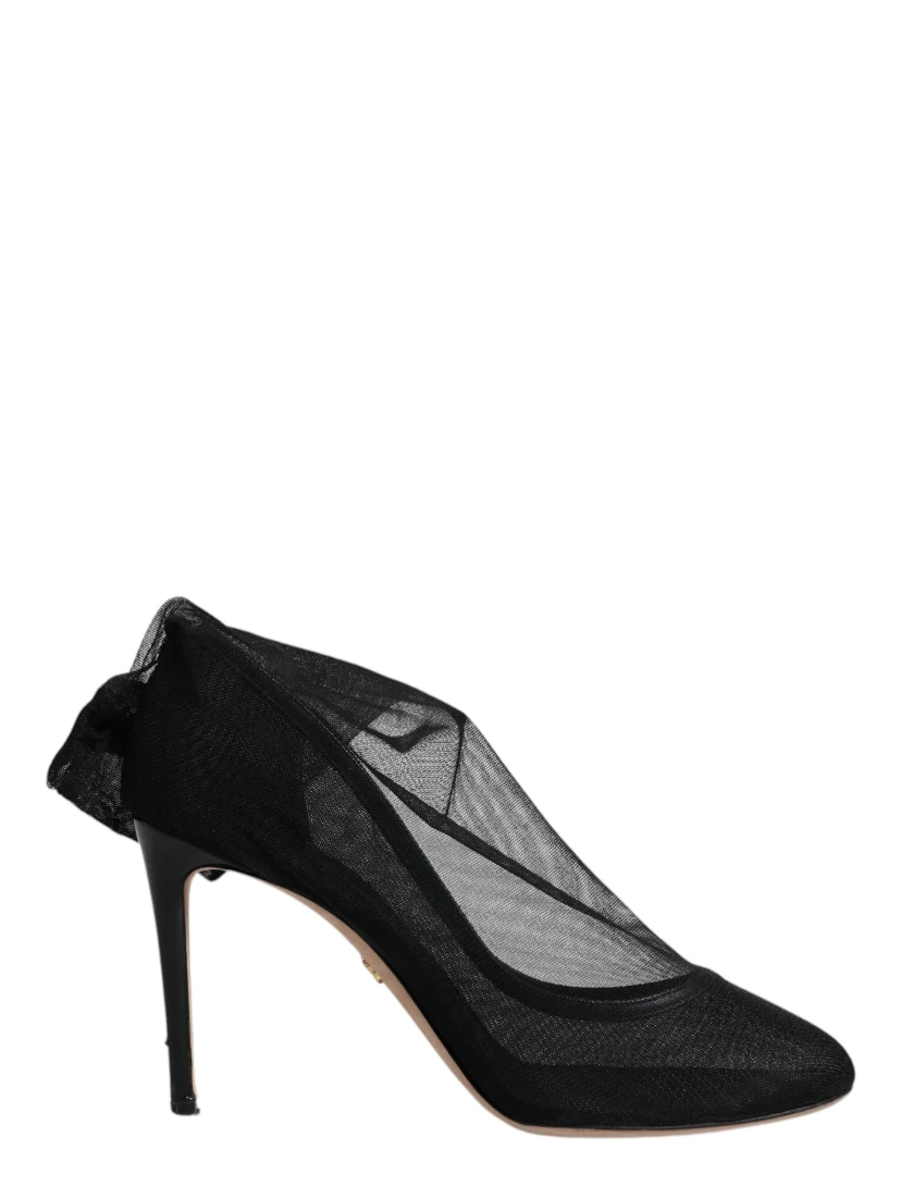 Black Nylon Mesh Sock Style Boots Shoes