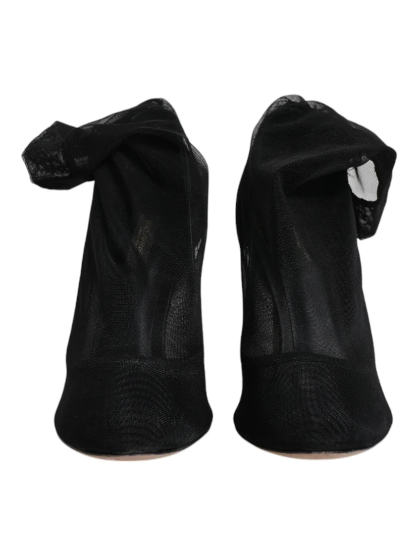 Black Nylon Mesh Sock Style Boots Shoes