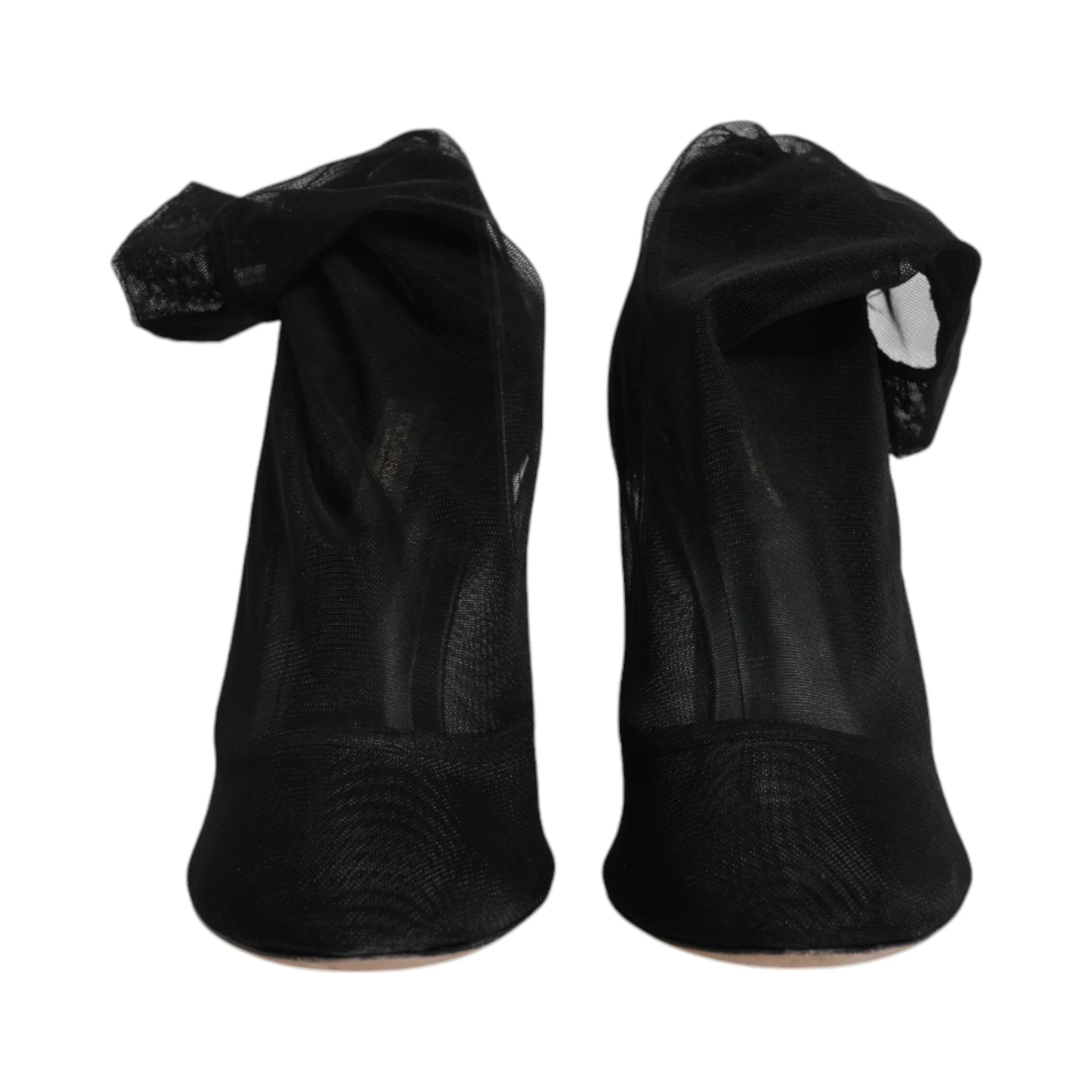 Black Nylon Mesh Sock Style Boots Shoes