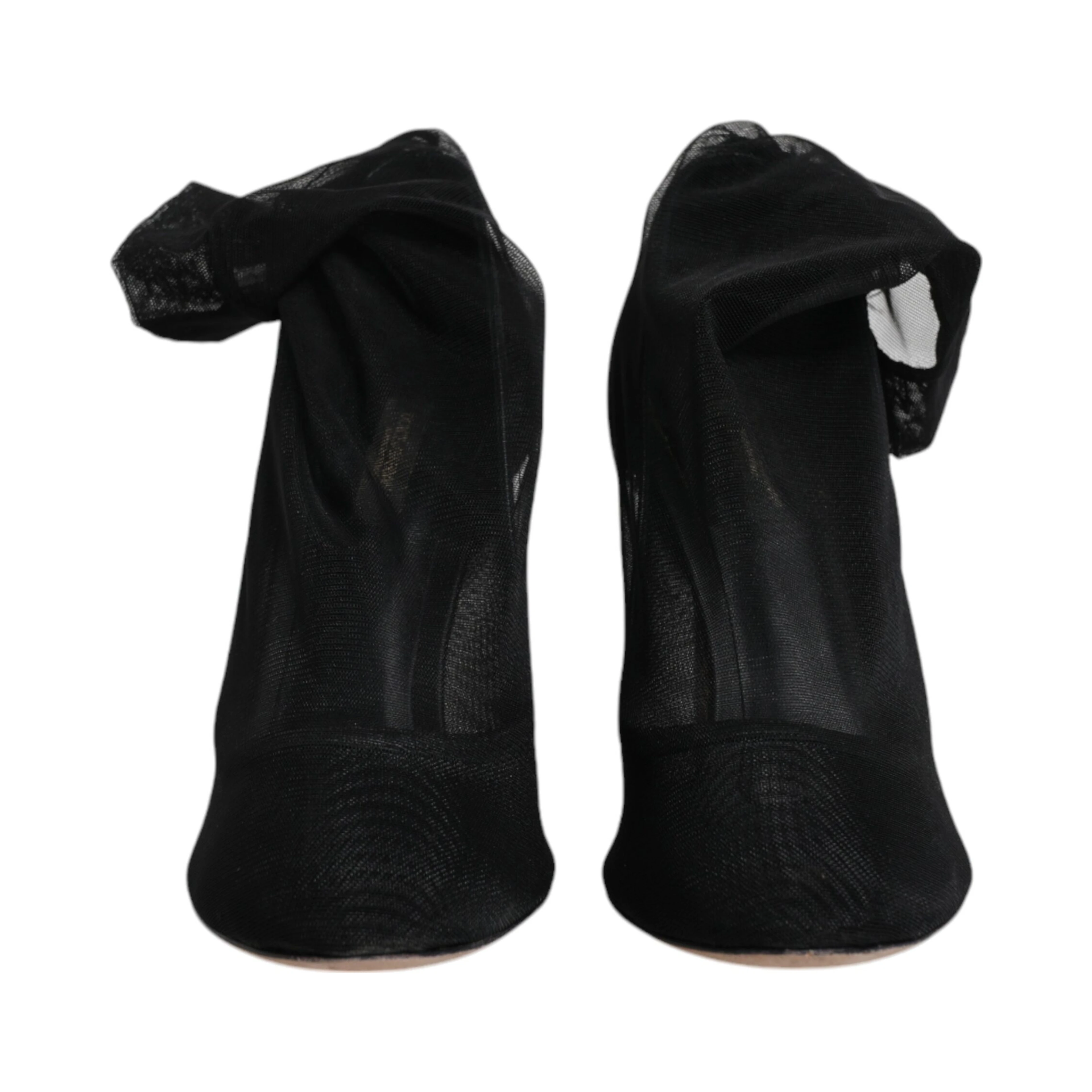Black Nylon Mesh Sock Style Boots Shoes