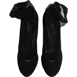 Black Nylon Mesh Sock Style Boots Shoes