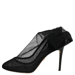 Black Nylon Mesh Sock Style Boots Shoes