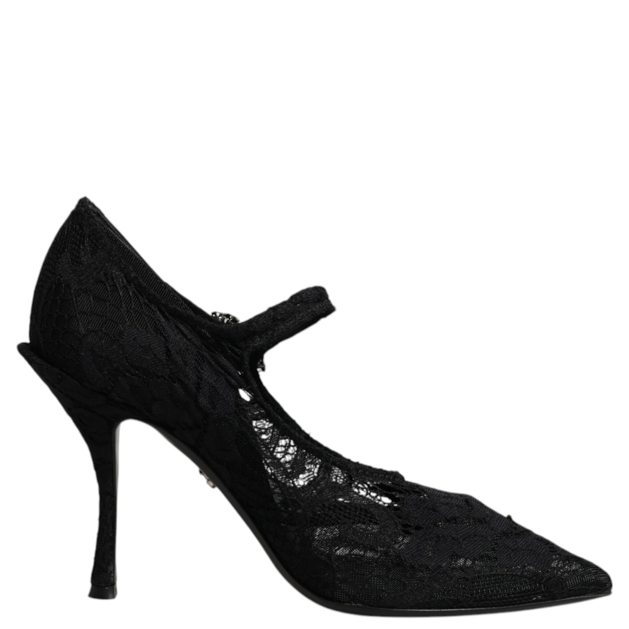 Black Lace Crystals Mary Jane Pumps Shoes