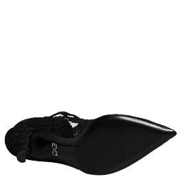 Black Lace Crystals Mary Jane Pumps Shoes