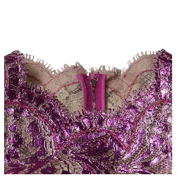 Metallic Fuchsia Floral Sheath Mini Dress