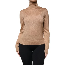 Brown Turtleneck Long Sleeve Pullover Sweater