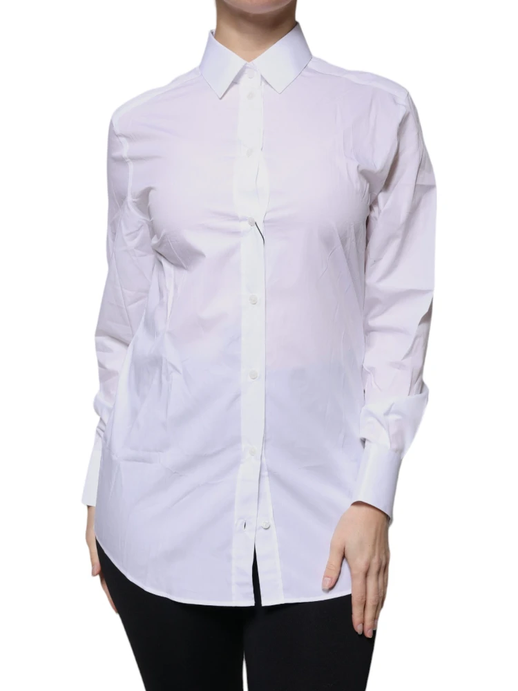 White Cotton Collared Long Sleeves Shirt Top alternative