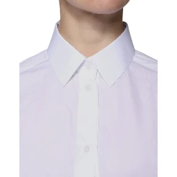 White Cotton Collared Long Sleeves Shirt Top