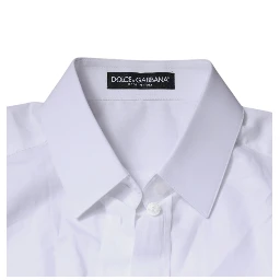 White Cotton Collared Long Sleeves Shirt Top