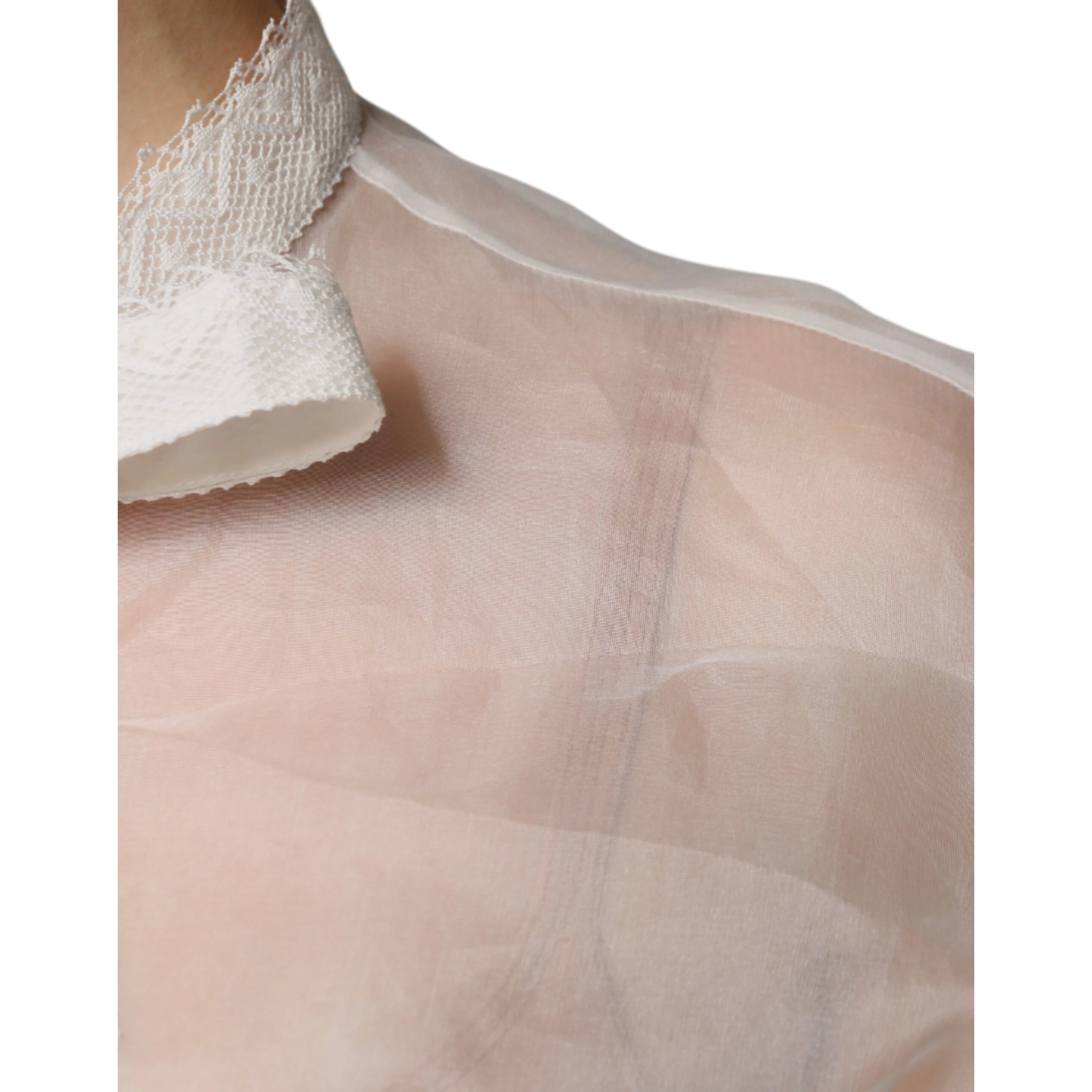 White Ascot Collar Long Sleeves Blouse Top