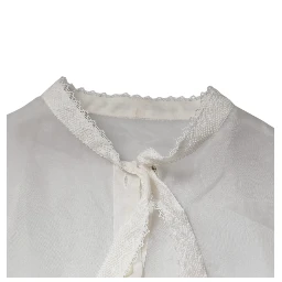 White Ascot Collar Long Sleeves Blouse Top