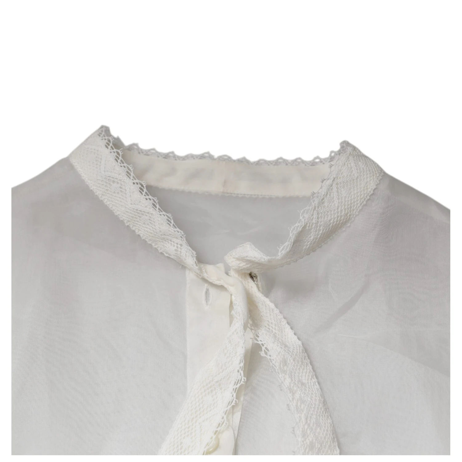 White Ascot Collar Long Sleeves Blouse Top