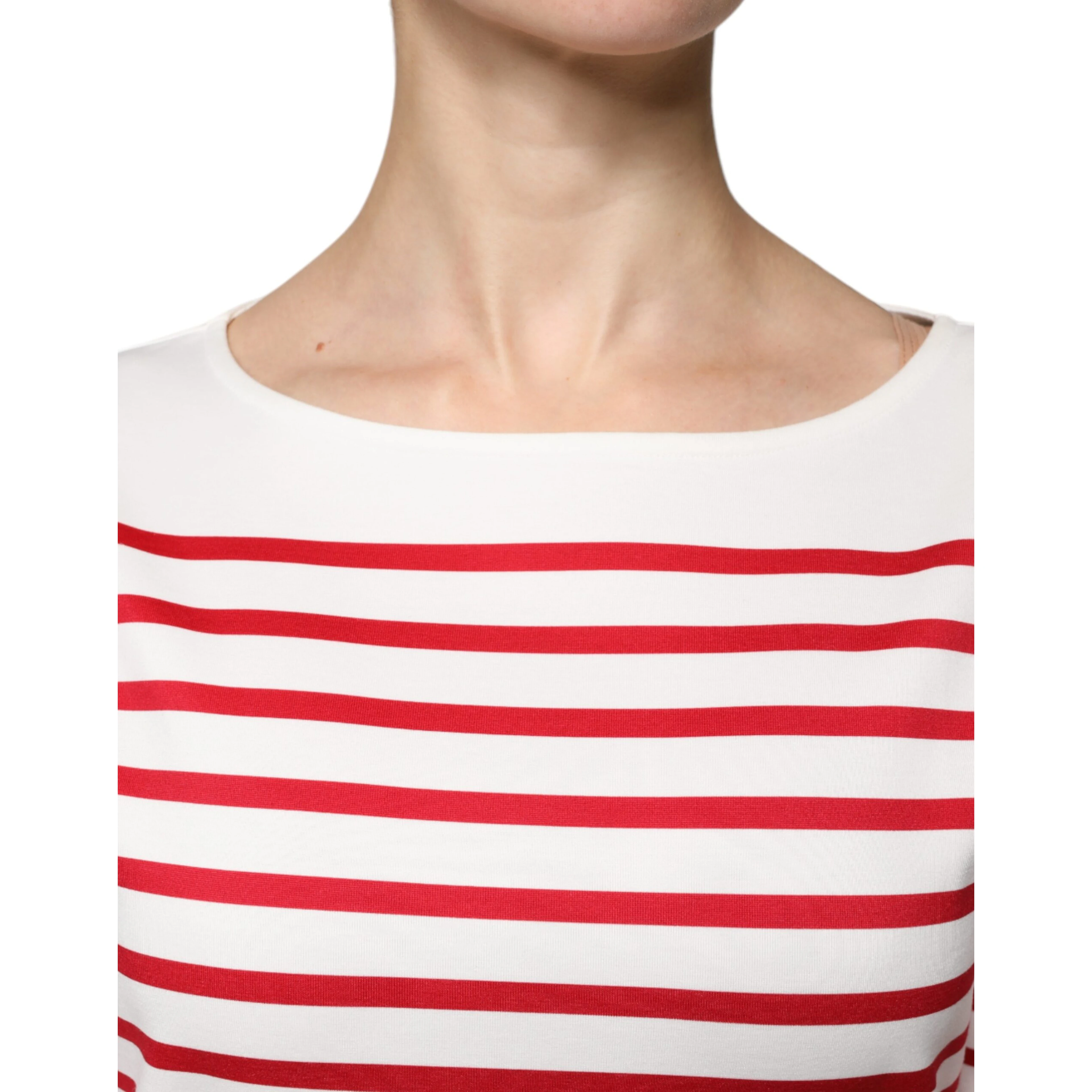 White Red Stripes Cotton Long Sleeves Top