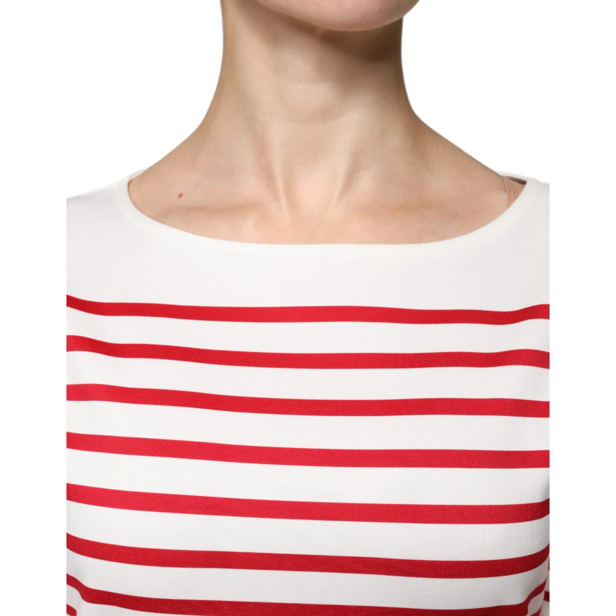 White Red Stripes Cotton Long Sleeves Top