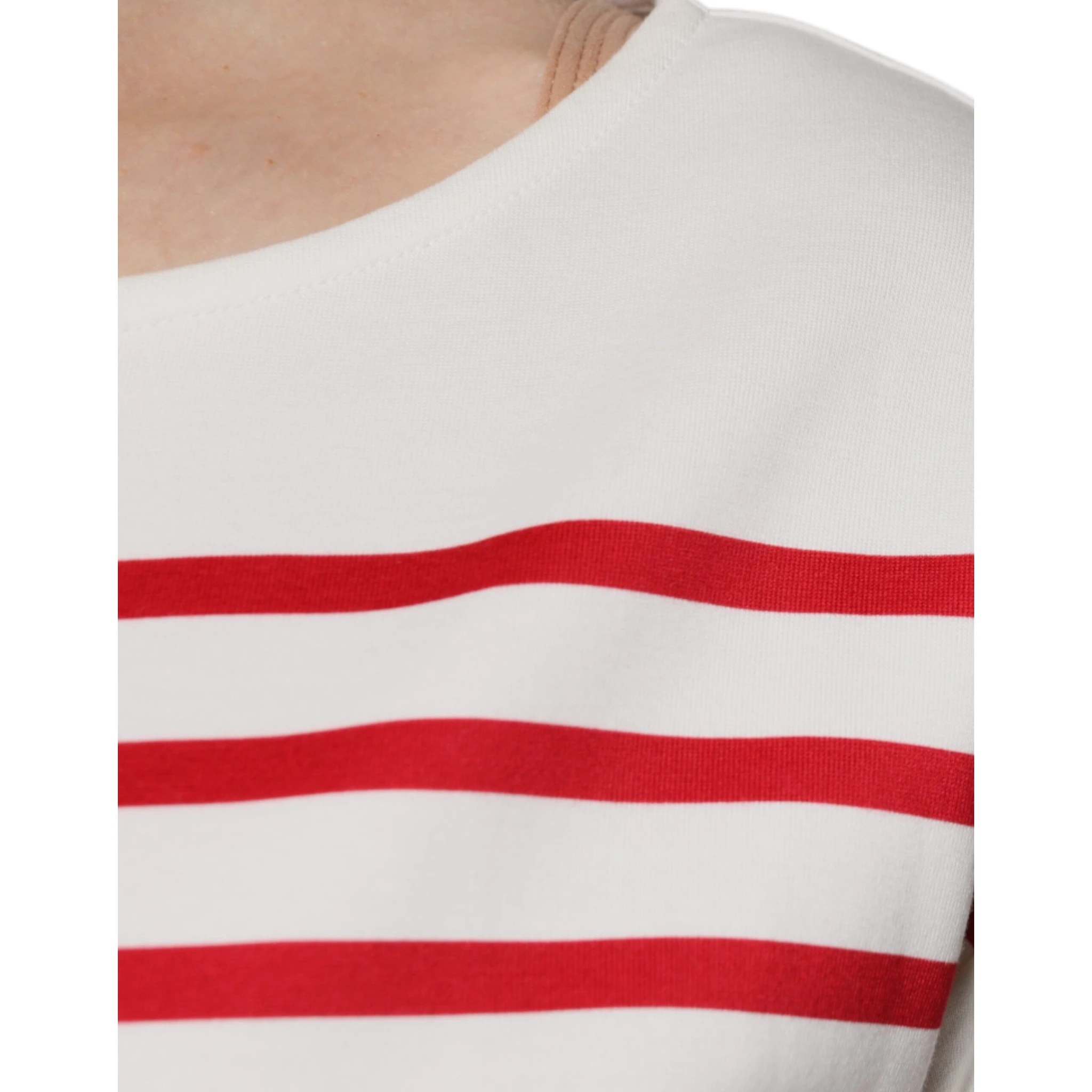 White Red Stripes Cotton Long Sleeves Top
