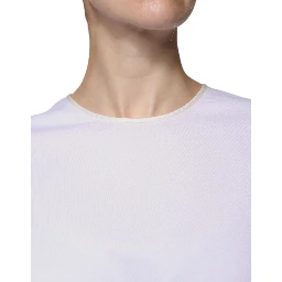 White Cotton Silk Round Neck Wrap Blouse Top