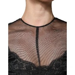 Black Tulle A-line Midi Cocktail Gown Dress