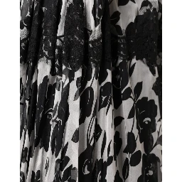 Black Silk Floral Lace Ricamo Ball Maxi Dress