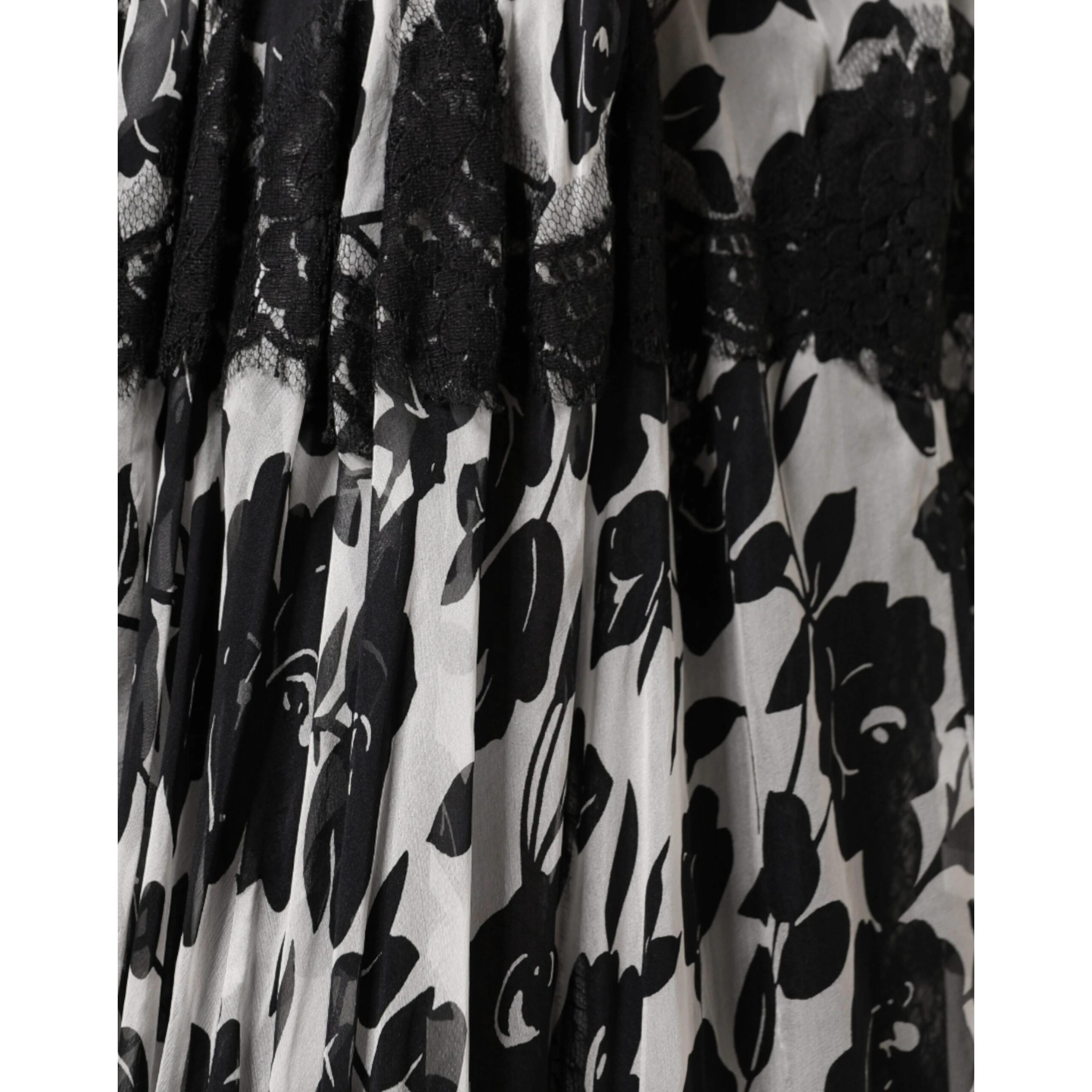 Black Silk Floral Lace Ricamo Ball Maxi Dress