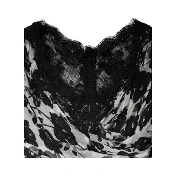 Black Silk Floral Lace Ricamo Ball Maxi Dress