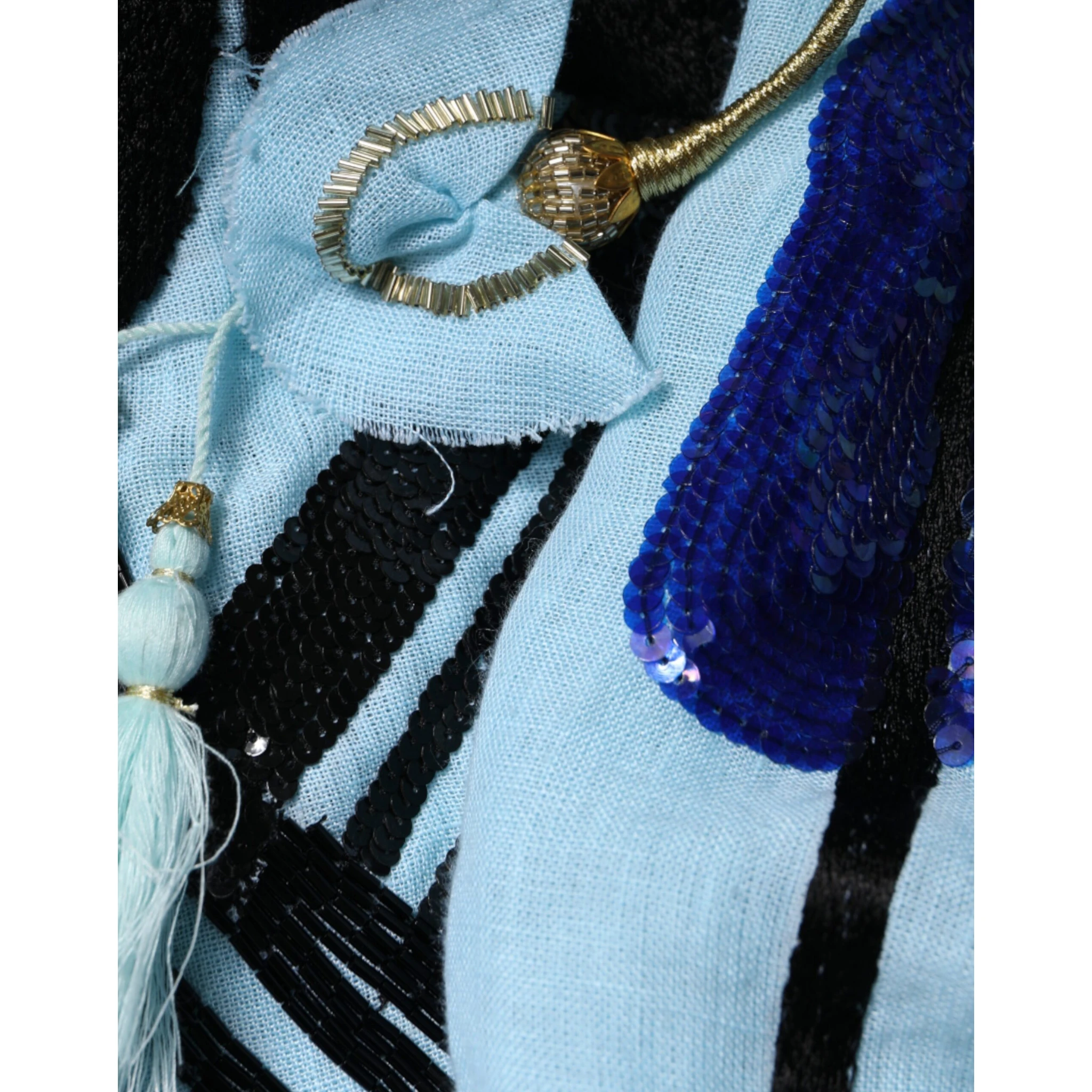 Light Blue Floral Embellished Shirt Maxi Dress