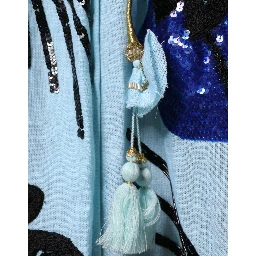 Light Blue Floral Embellished Shirt Maxi Dress