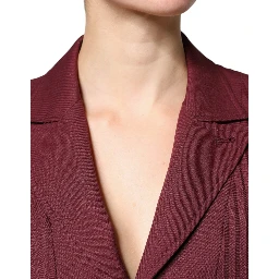 Maroon Belted Button Down Dress