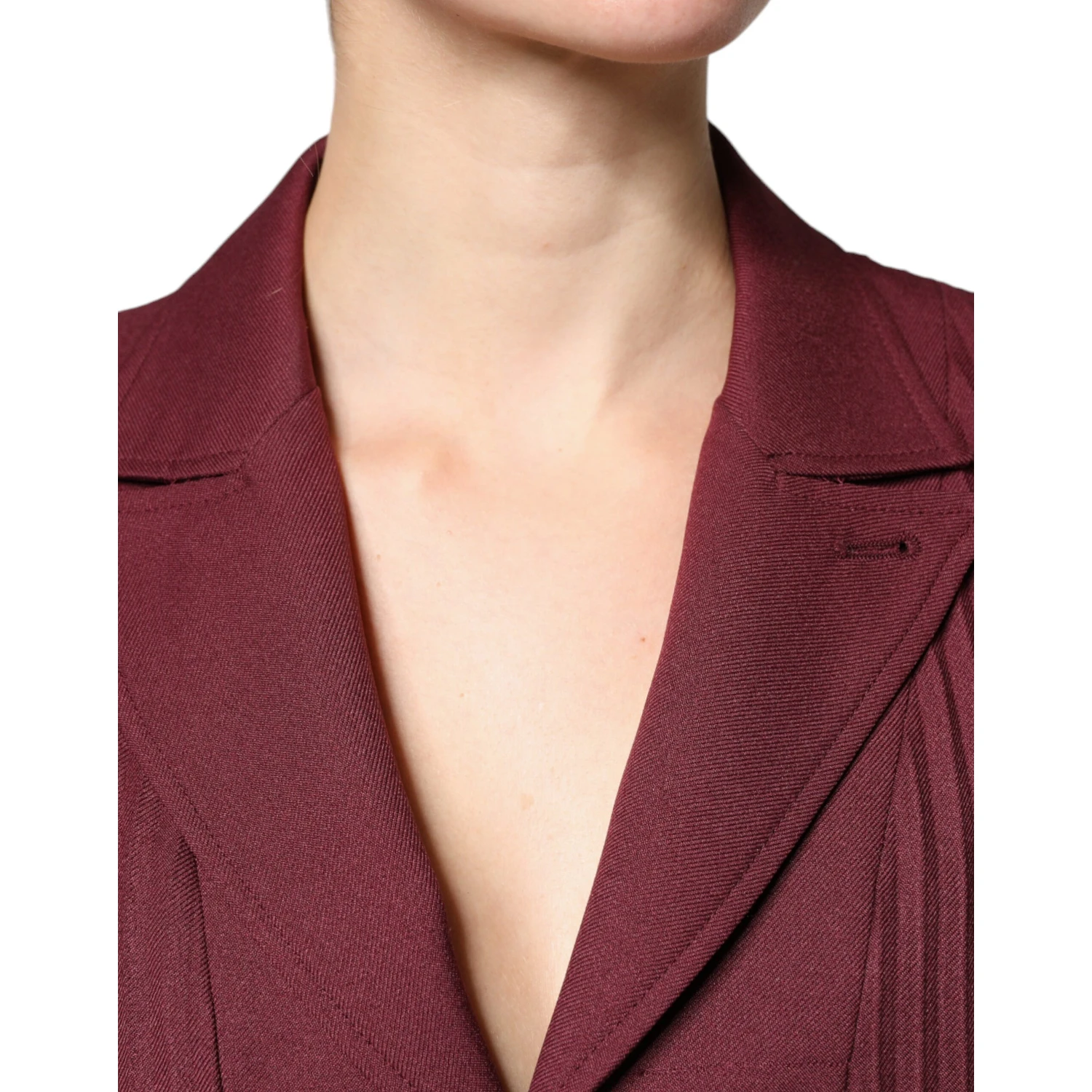 Maroon Belted Button Down Dress