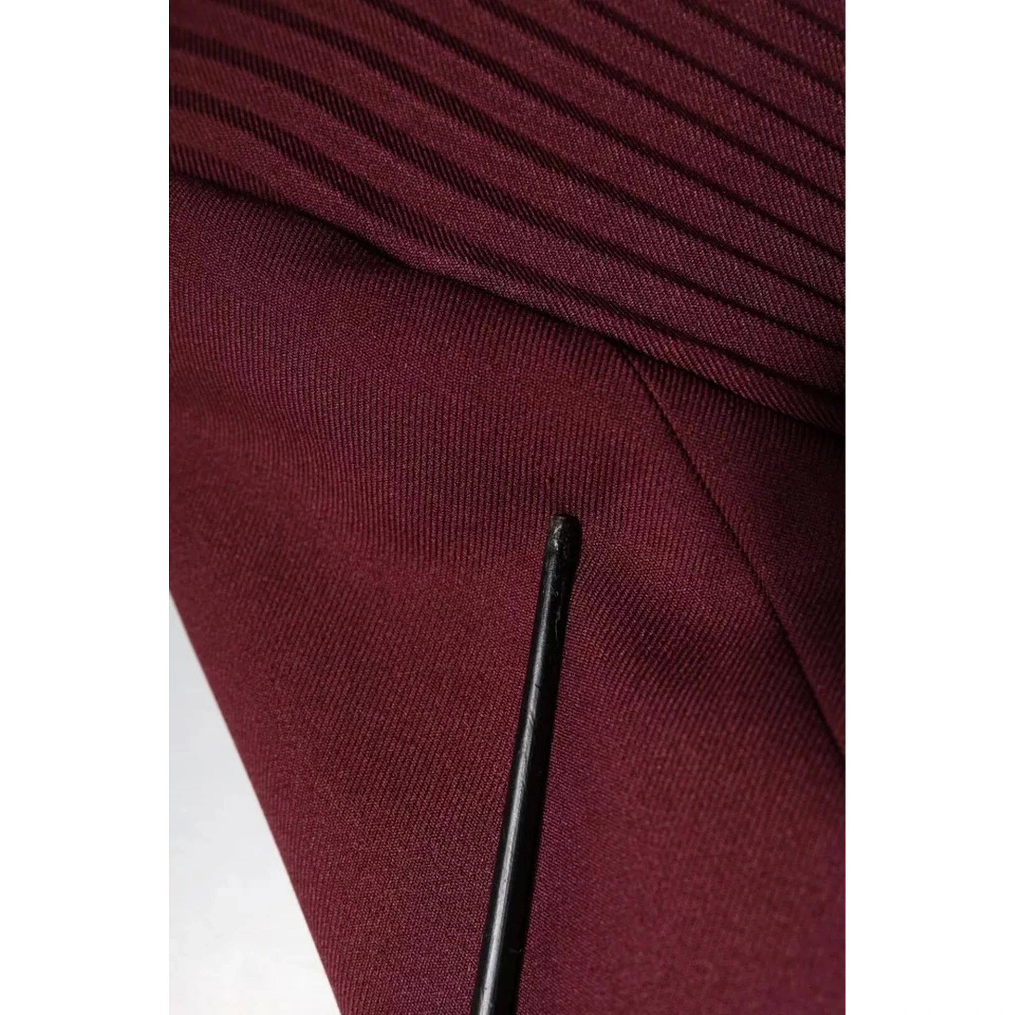 Maroon Belted Button Down Dress