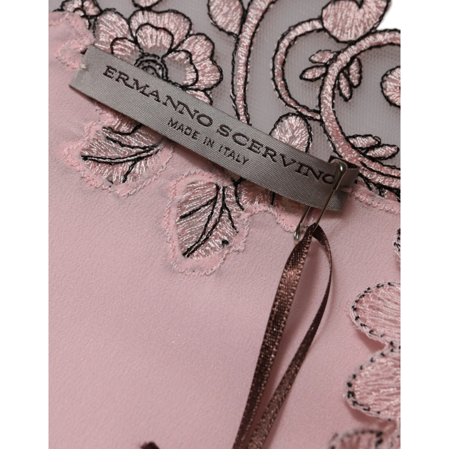 Pink Floral Lace Short Sleeves V-neck Midi Dress